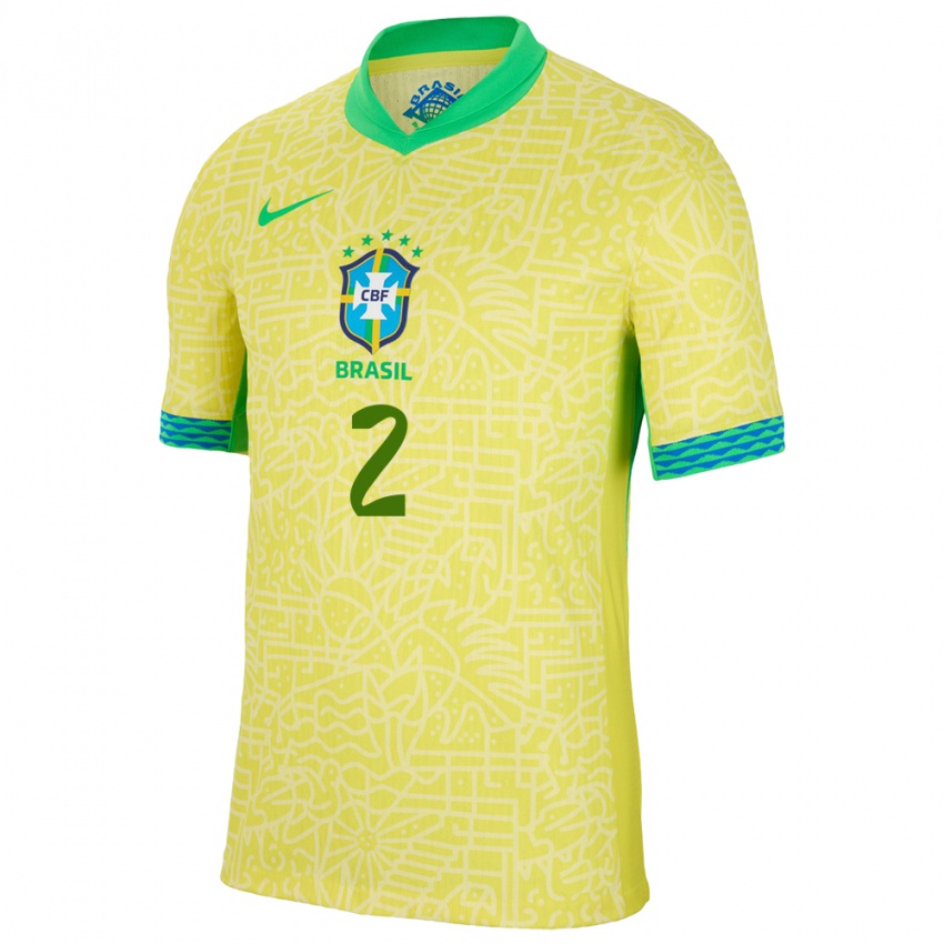 Criança Camisola Brasil Danilo #2 Amarelo Principal 24-26 Camisa