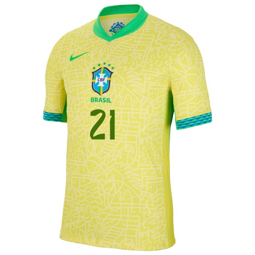 Criança Camisola Brasil Lauren Costa #21 Amarelo Principal 24-26 Camisa