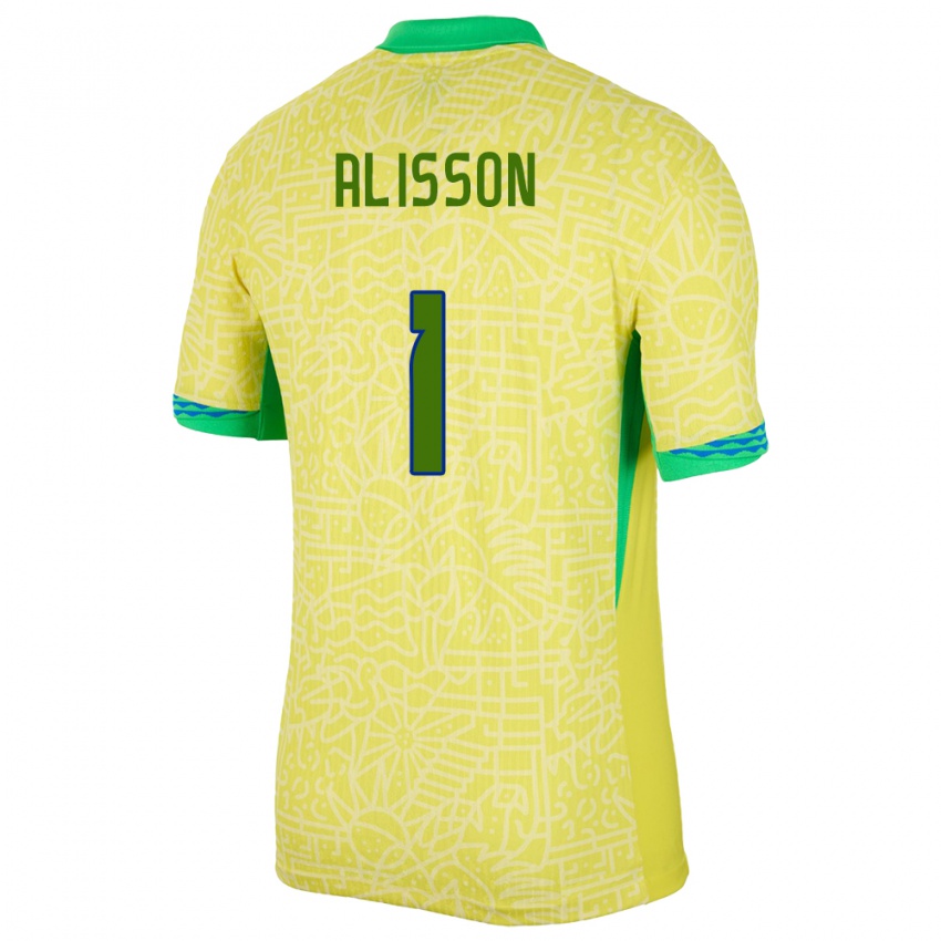 Criança Camisola Brasil Alisson #1 Amarelo Principal 24-26 Camisa