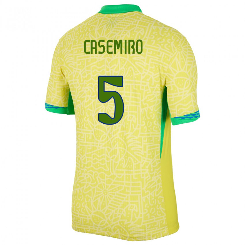 Criança Camisola Brasil Casemiro #5 Amarelo Principal 24-26 Camisa