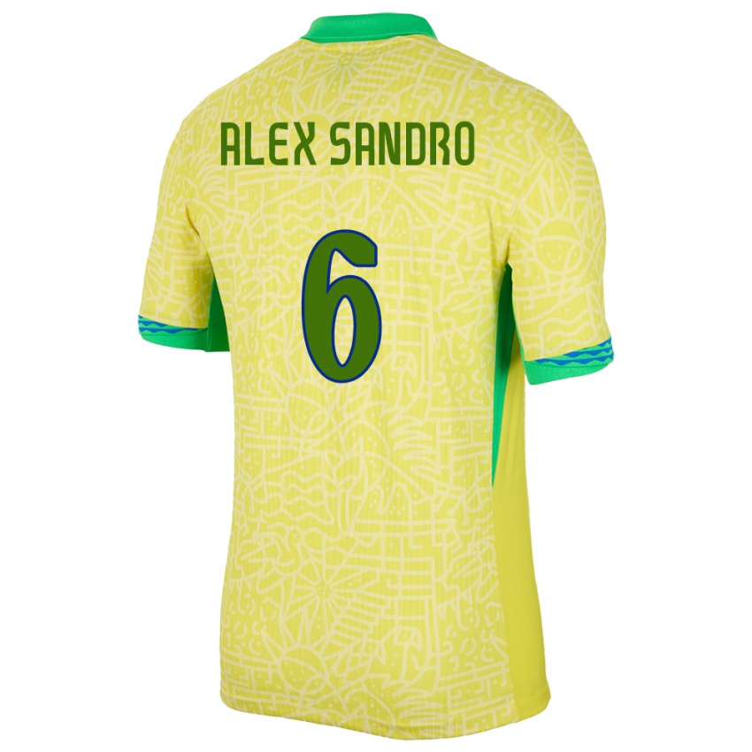 Criança Camisola Brasil Alex Sandro #6 Amarelo Principal 24-26 Camisa