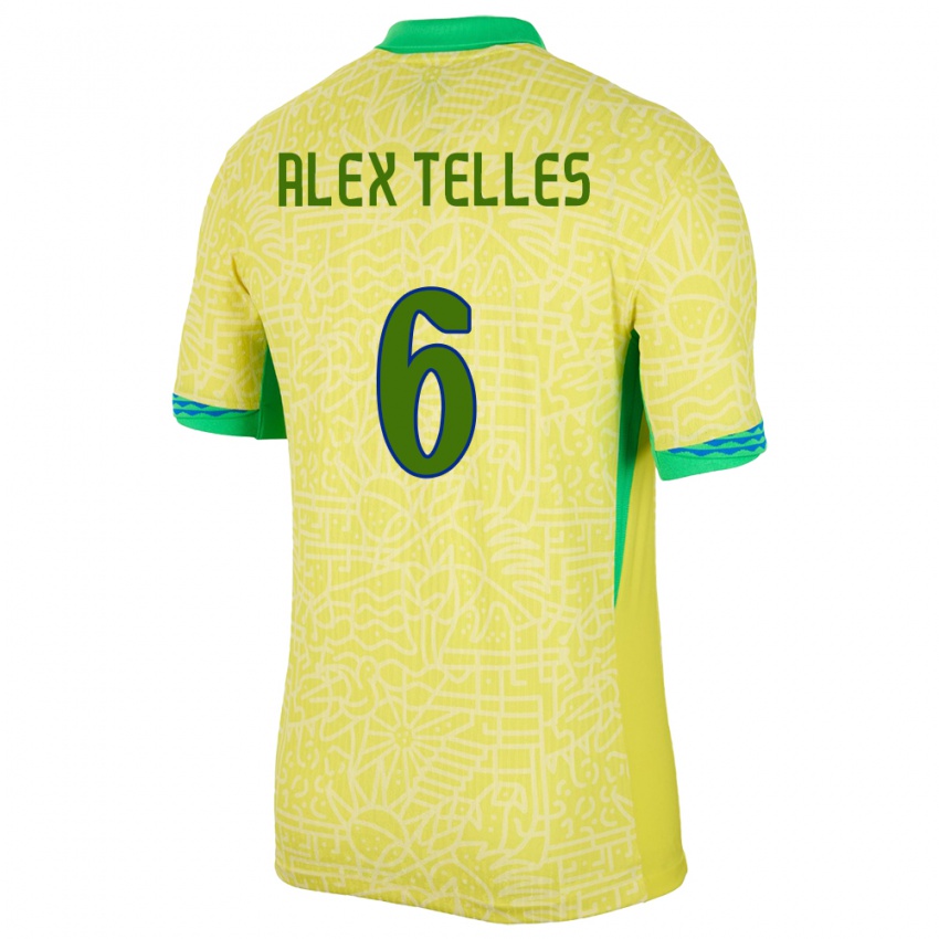 Criança Camisola Brasil Alex Telles #6 Amarelo Principal 24-26 Camisa