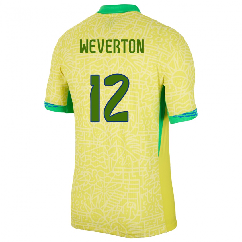 Criança Camisola Brasil Weverton #12 Amarelo Principal 24-26 Camisa