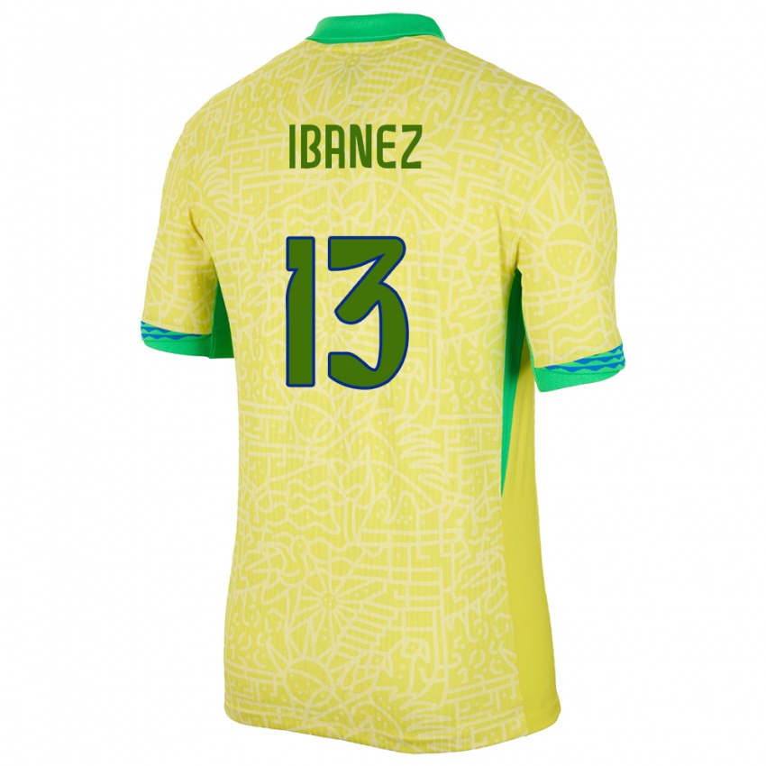 Criança Camisola Brasil Roger Ibanez #13 Amarelo Principal 24-26 Camisa