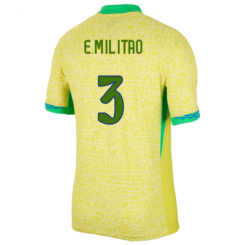 Criança Camisola Brasil Eder Militao #3 Amarelo Principal 24-26 Camisa