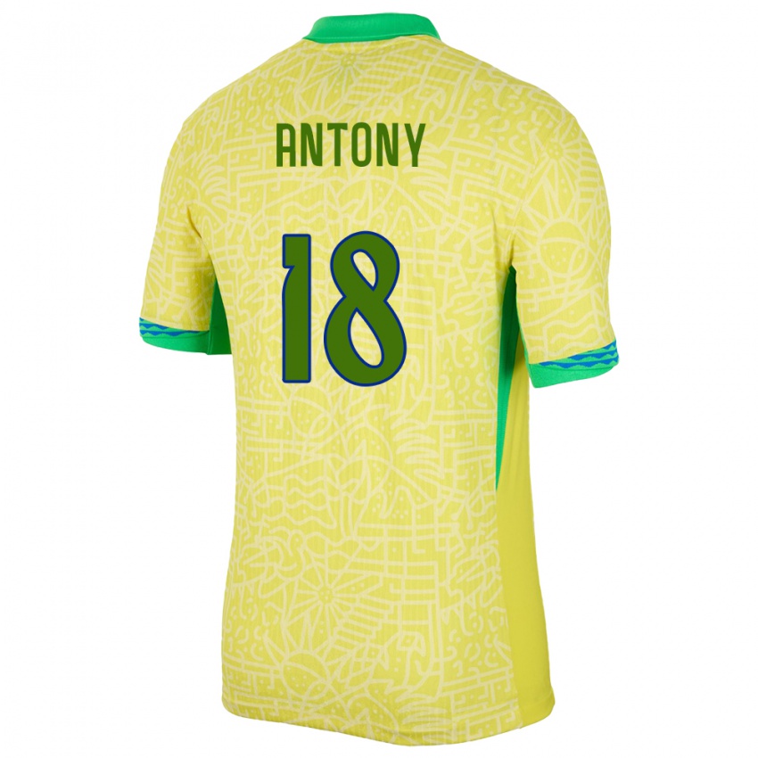 Criança Camisola Brasil Antony #18 Amarelo Principal 24-26 Camisa