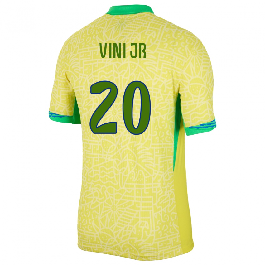 Criança Camisola Brasil Vinicius Junior #20 Amarelo Principal 24-26 Camisa