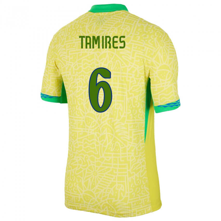 Criança Camisola Brasil Tamires #6 Amarelo Principal 24-26 Camisa