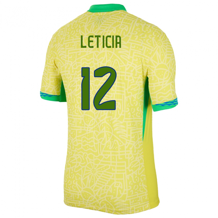 Criança Camisola Brasil Leticia #12 Amarelo Principal 24-26 Camisa