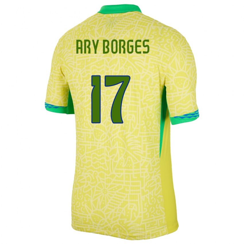 Criança Camisola Brasil Ary Borges #17 Amarelo Principal 24-26 Camisa