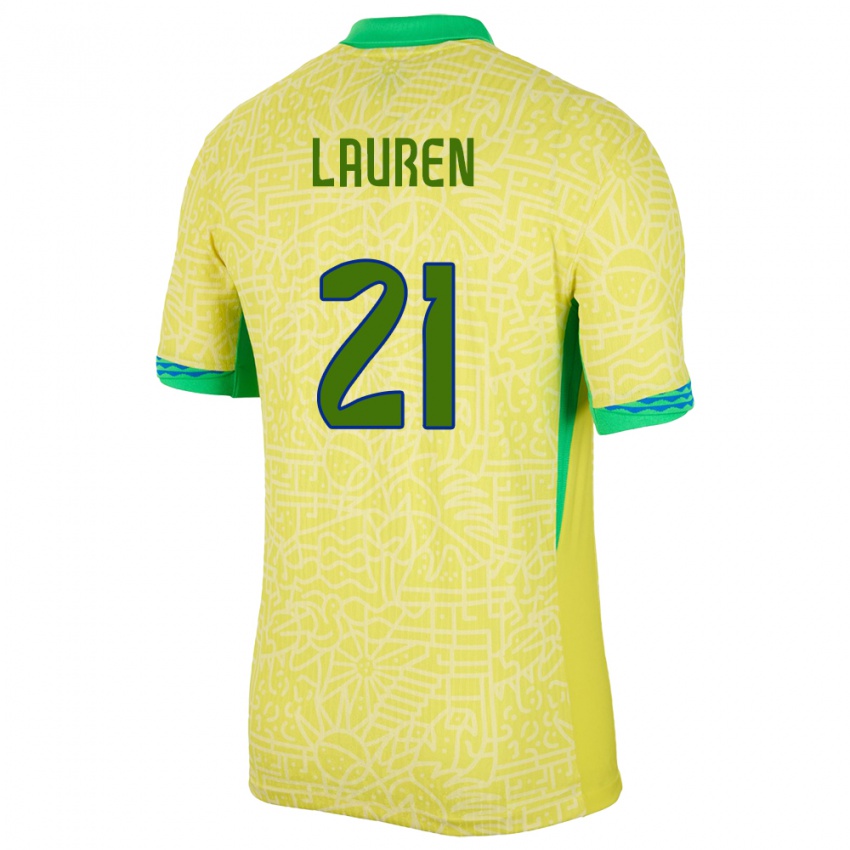 Criança Camisola Brasil Lauren Costa #21 Amarelo Principal 24-26 Camisa