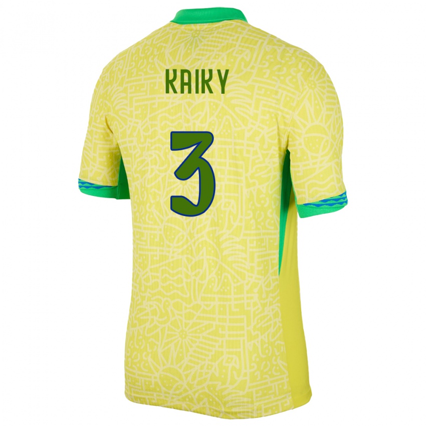 Criança Camisola Brasil Kaiky #3 Amarelo Principal 24-26 Camisa