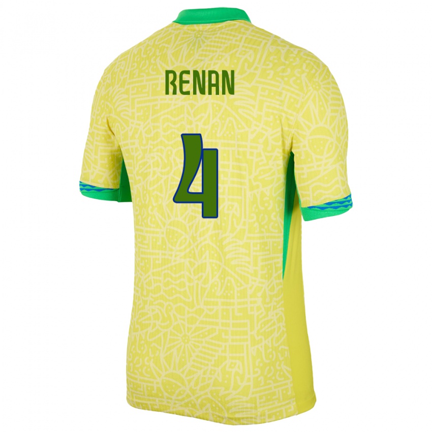 Criança Camisola Brasil Robert Renan #4 Amarelo Principal 24-26 Camisa