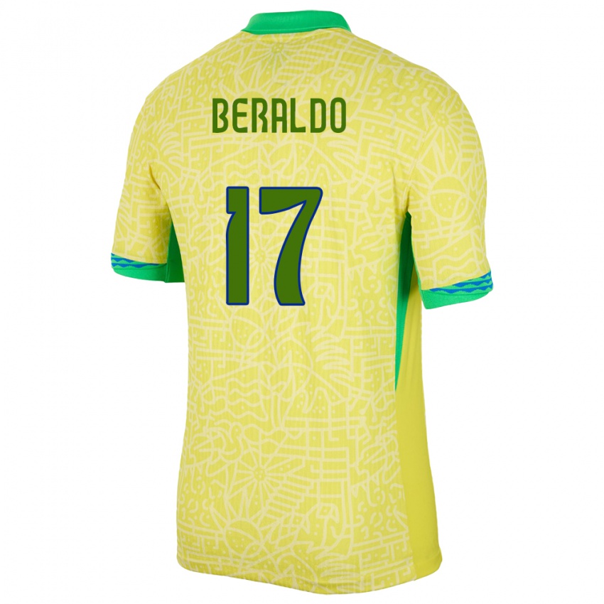 Criança Camisola Brasil Lucas Beraldo #17 Amarelo Principal 24-26 Camisa