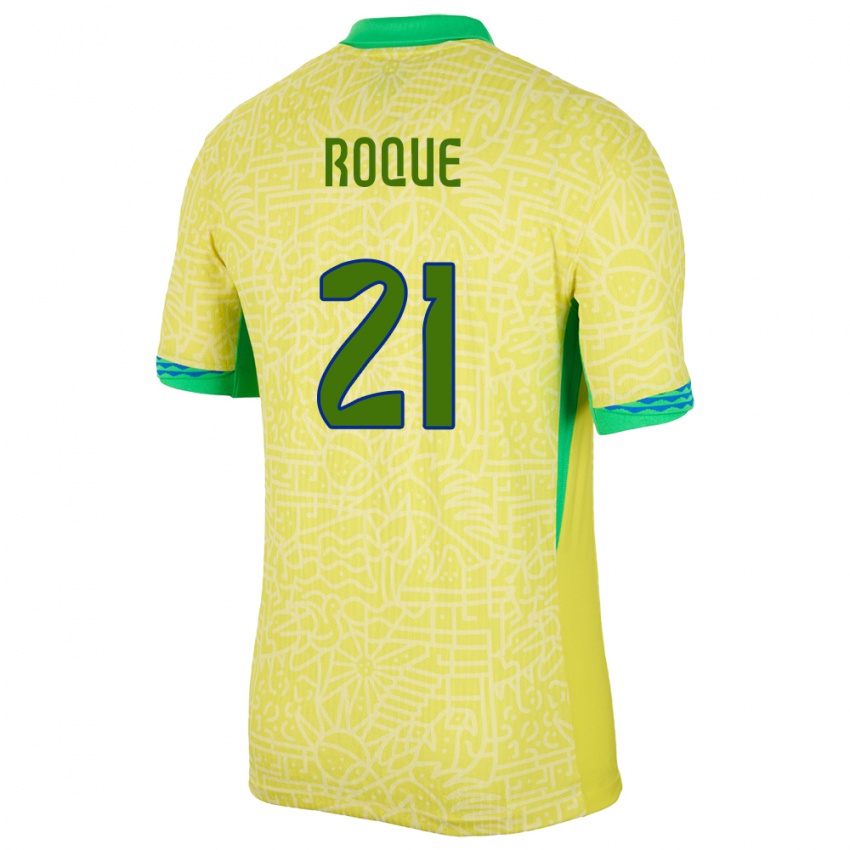 Criança Camisola Brasil Vitor Roque #21 Amarelo Principal 24-26 Camisa