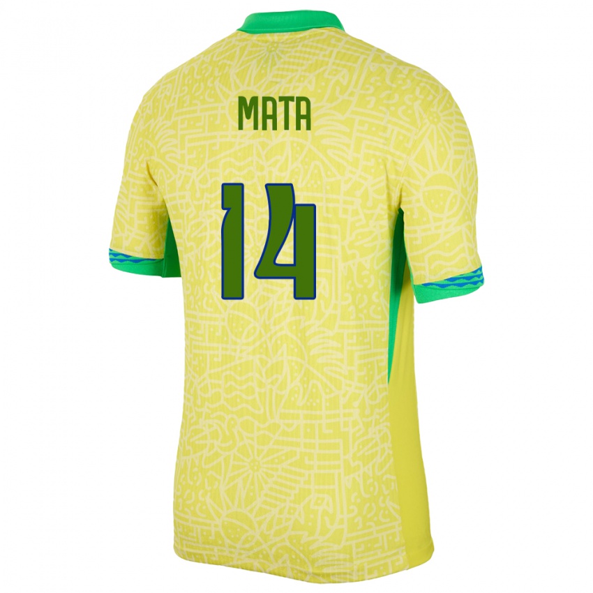 Criança Camisola Brasil Da Mata #14 Amarelo Principal 24-26 Camisa