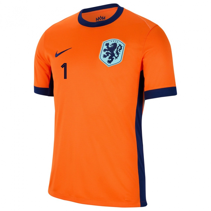 Criança Camisola Países Baixos Daphne Van Domselaar #1 Laranja Principal 24-26 Camisa