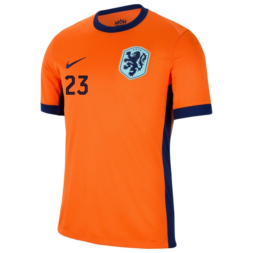 Criança Camisola Países Baixos Mark Flekken #23 Laranja Principal 24-26 Camisa