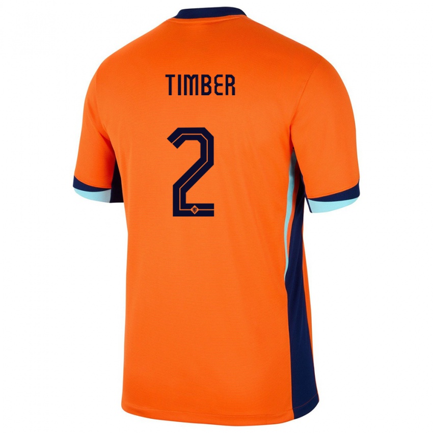 Criança Camisola Países Baixos Jurrien Timber #2 Laranja Principal 24-26 Camisa