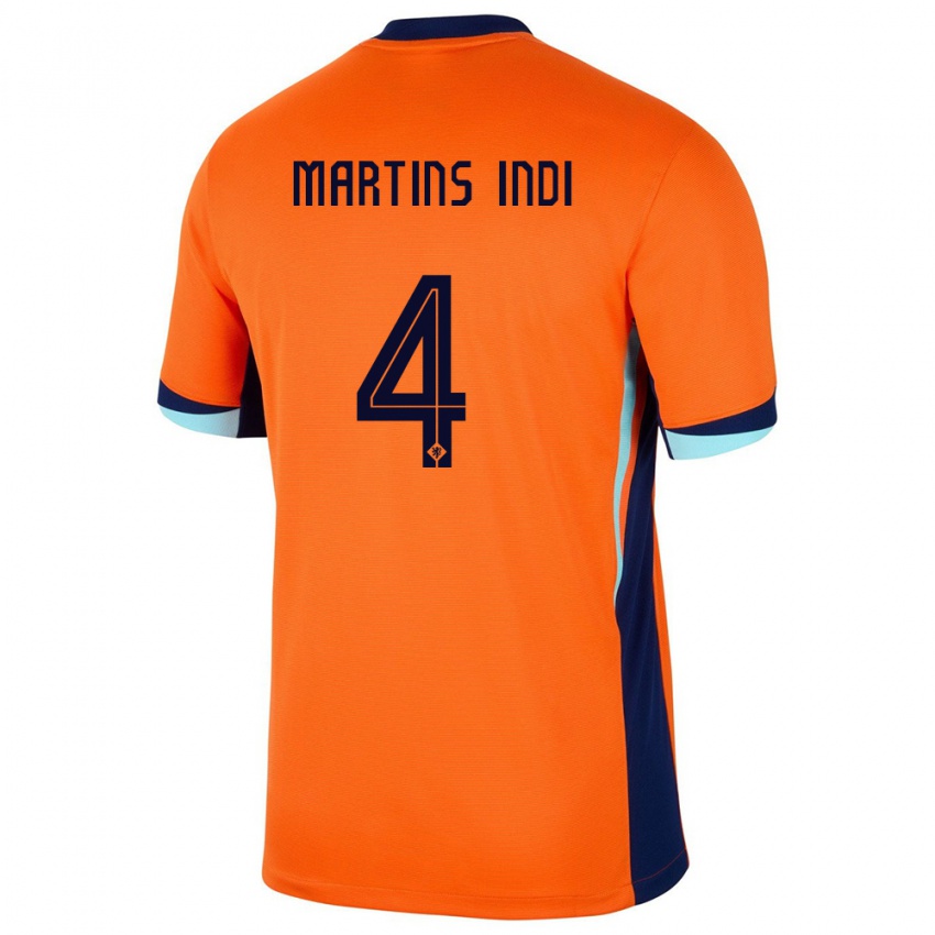 Criança Camisola Países Baixos Bruno Martins Indi #4 Laranja Principal 24-26 Camisa