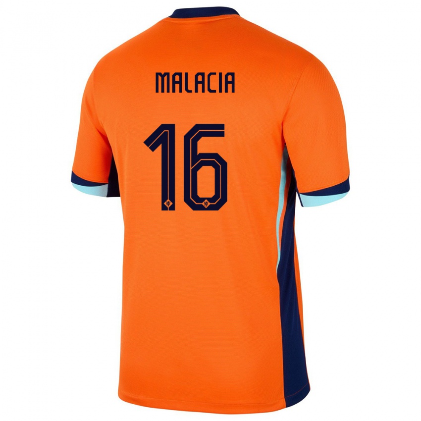 Criança Camisola Países Baixos Tyrell Malacia #16 Laranja Principal 24-26 Camisa