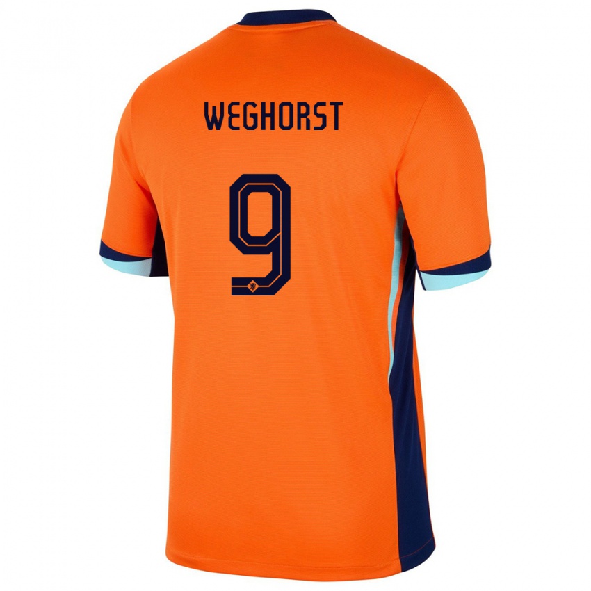 Criança Camisola Países Baixos Wout Weghorst #9 Laranja Principal 24-26 Camisa