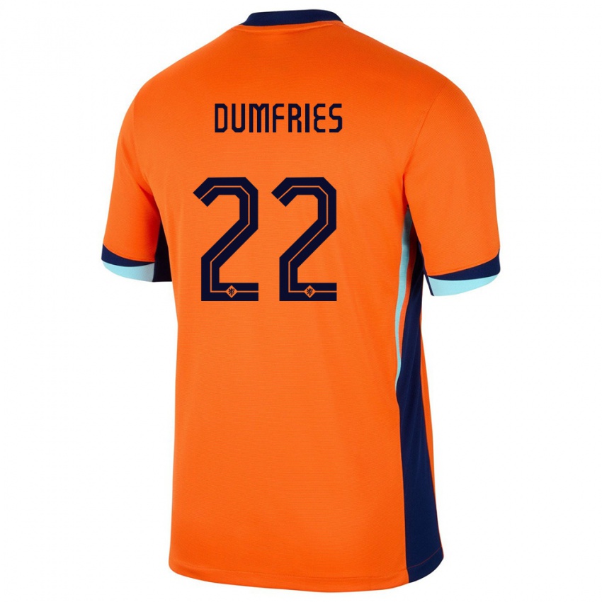 Criança Camisola Países Baixos Denzel Dumfries #22 Laranja Principal 24-26 Camisa