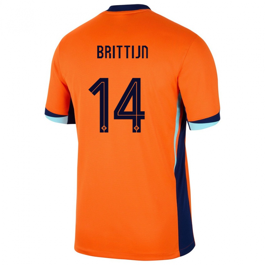 Criança Camisola Países Baixos Philip Brittijn #14 Laranja Principal 24-26 Camisa