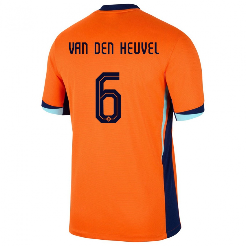 Criança Camisola Países Baixos Tim Van Den Heuvel #6 Laranja Principal 24-26 Camisa