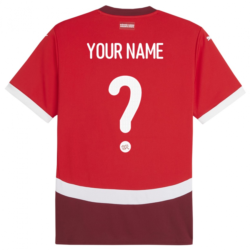 Criança Camisola Suiça Seu Nome #0 Vermelho Principal 24-26 Camisa