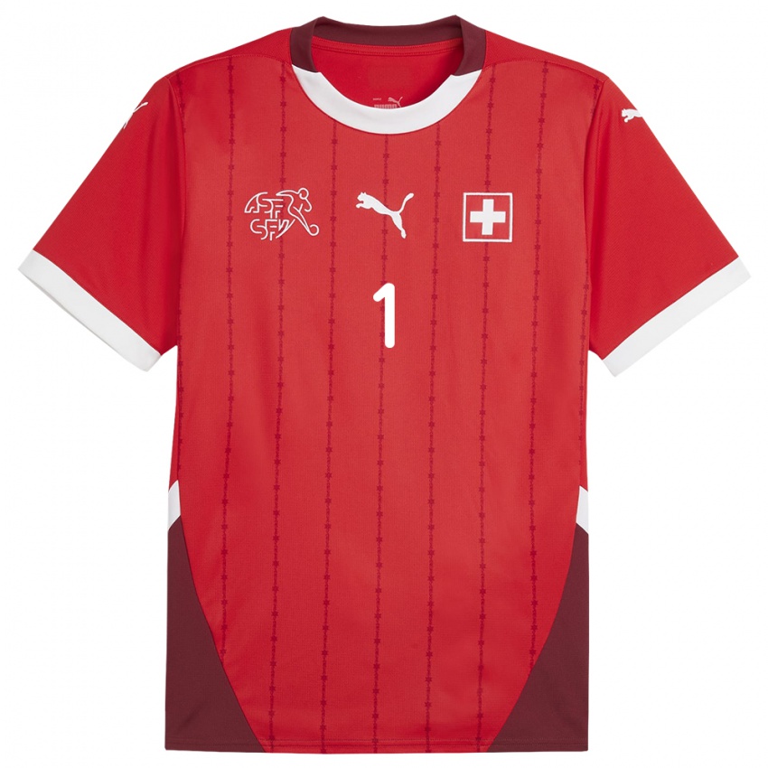 Criança Camisola Suiça Tim Spycher #1 Vermelho Principal 24-26 Camisa