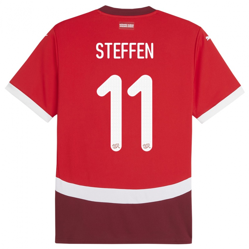 Criança Camisola Suiça Renato Steffen #11 Vermelho Principal 24-26 Camisa