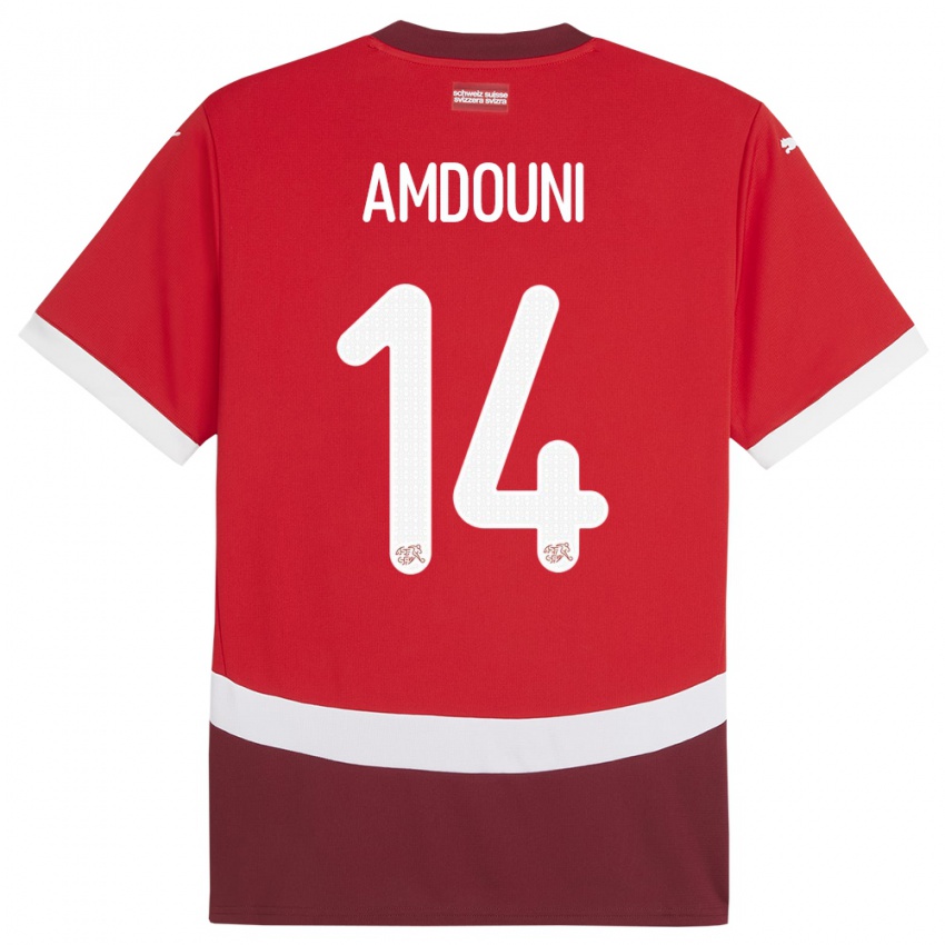 Criança Camisola Suiça Mohamed Zeki Amdouni #14 Vermelho Principal 24-26 Camisa