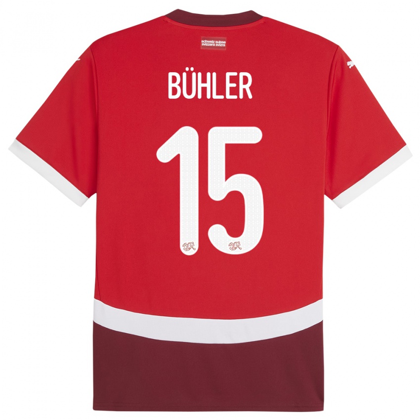 Criança Camisola Suiça Luana Buhler #15 Vermelho Principal 24-26 Camisa