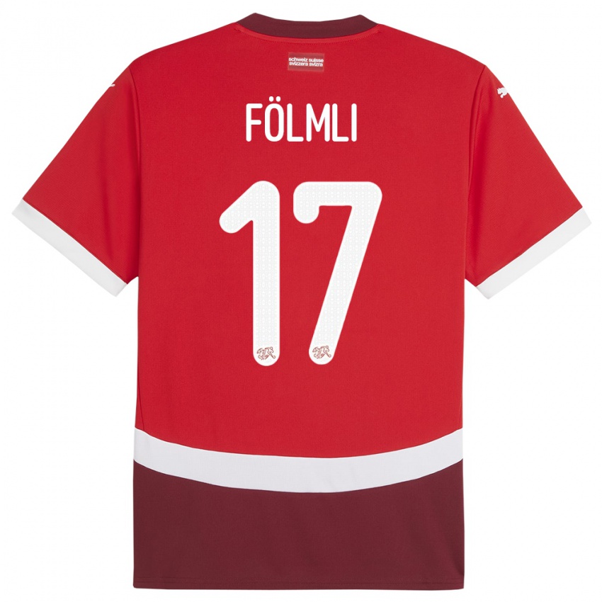 Criança Camisola Suiça Svenja Folmli #17 Vermelho Principal 24-26 Camisa