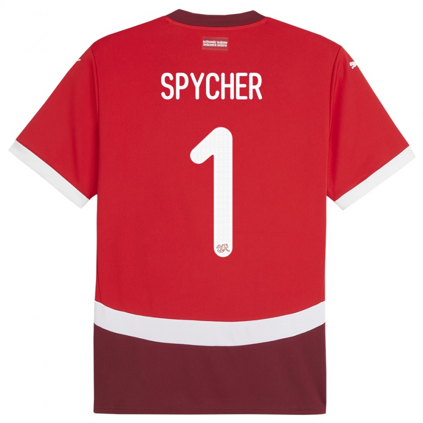 Criança Camisola Suiça Tim Spycher #1 Vermelho Principal 24-26 Camisa