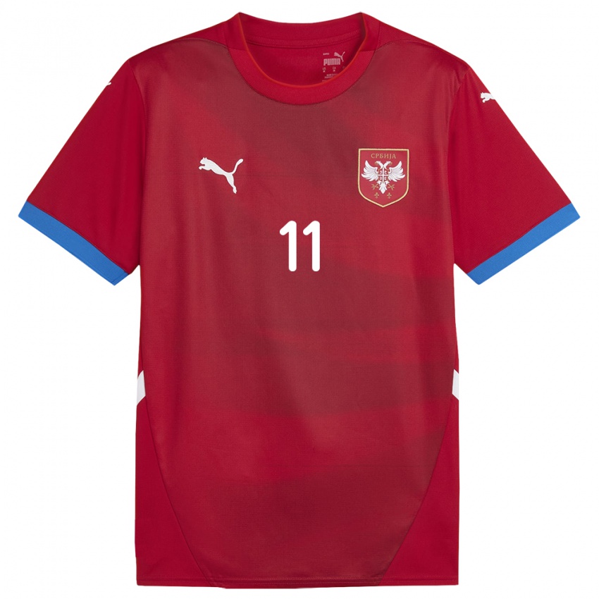 Criança Camisola Sérvia Ognjen Ajdar #11 Vermelho Principal 24-26 Camisa