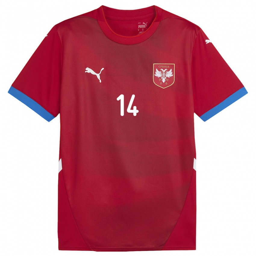 Criança Camisola Sérvia Vesna Milivojevic #14 Vermelho Principal 24-26 Camisa