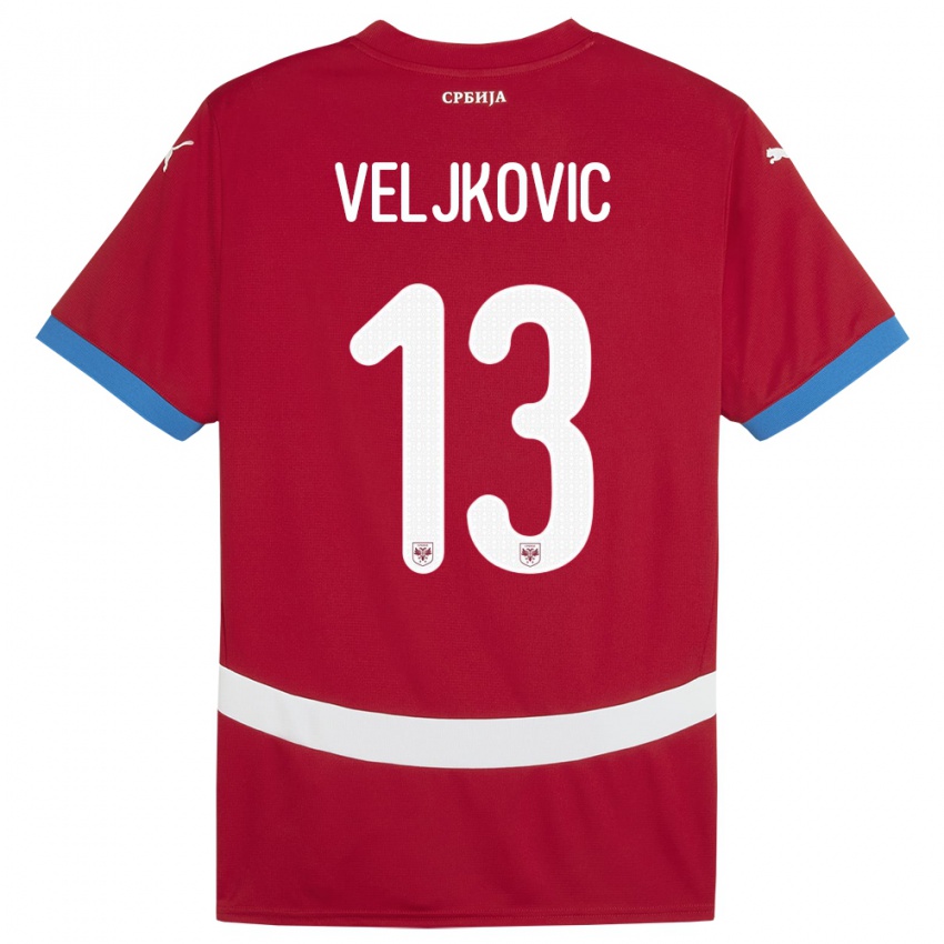 Criança Camisola Sérvia Milos Veljkovic #13 Vermelho Principal 24-26 Camisa