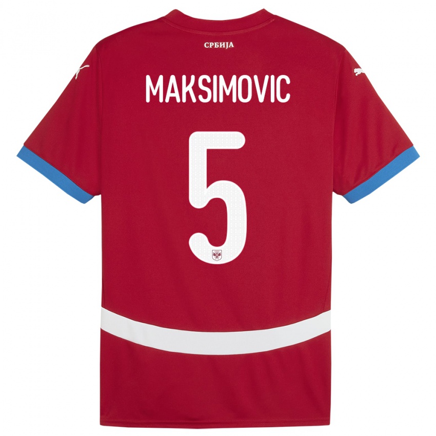 Criança Camisola Sérvia Nemanja Maksimovic #5 Vermelho Principal 24-26 Camisa