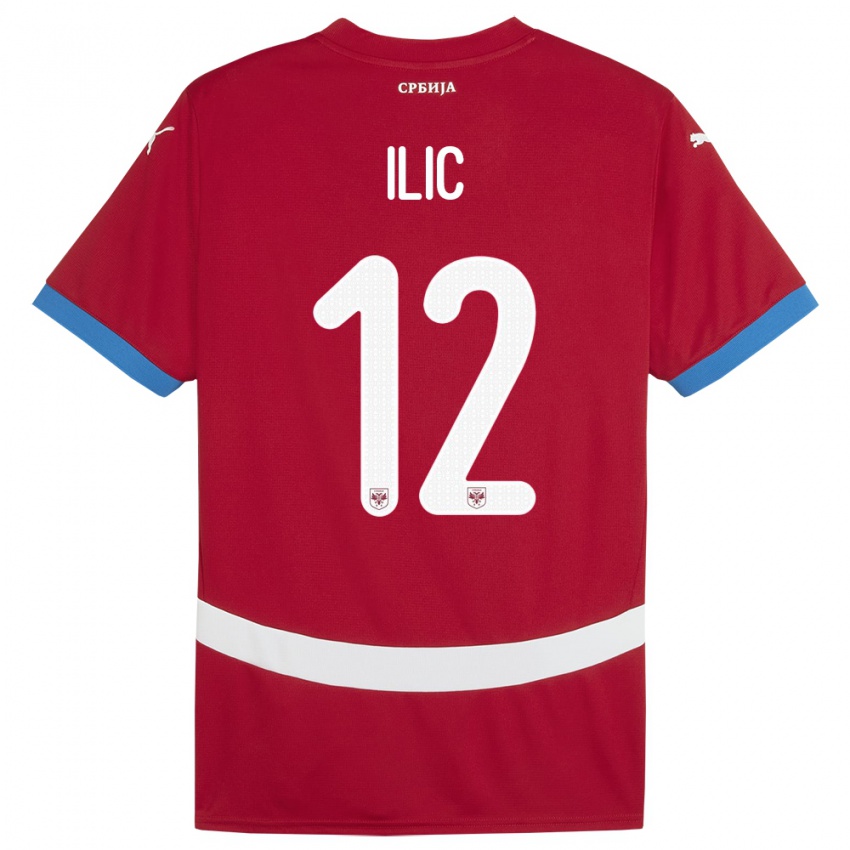 Criança Camisola Sérvia Marko Ilic #12 Vermelho Principal 24-26 Camisa