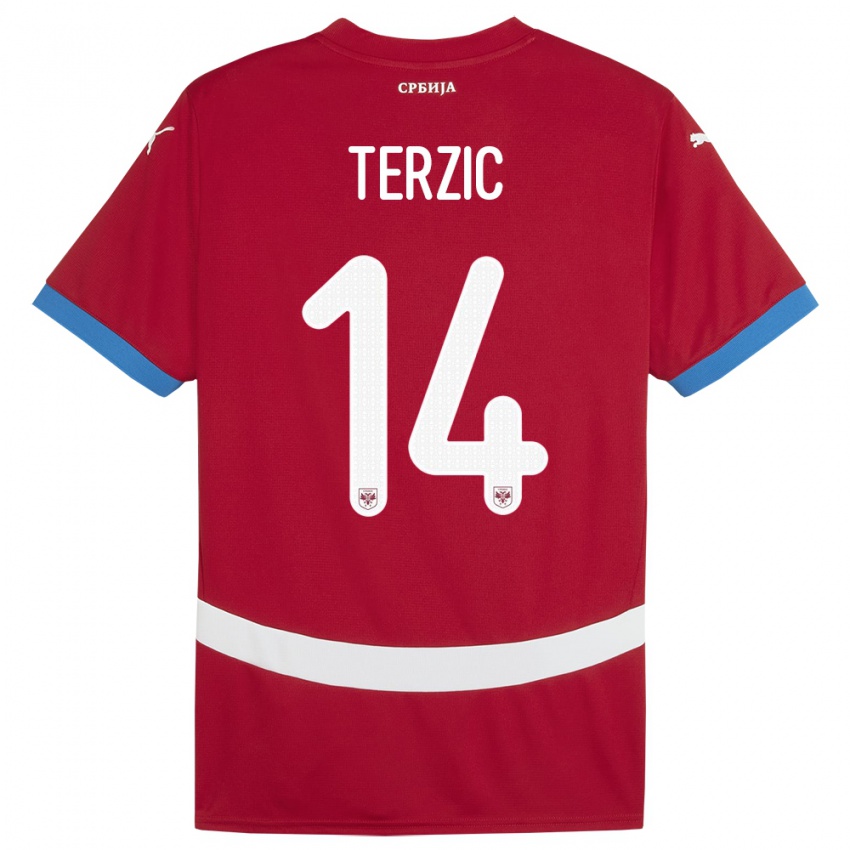 Criança Camisola Sérvia Aleksa Terzic #14 Vermelho Principal 24-26 Camisa