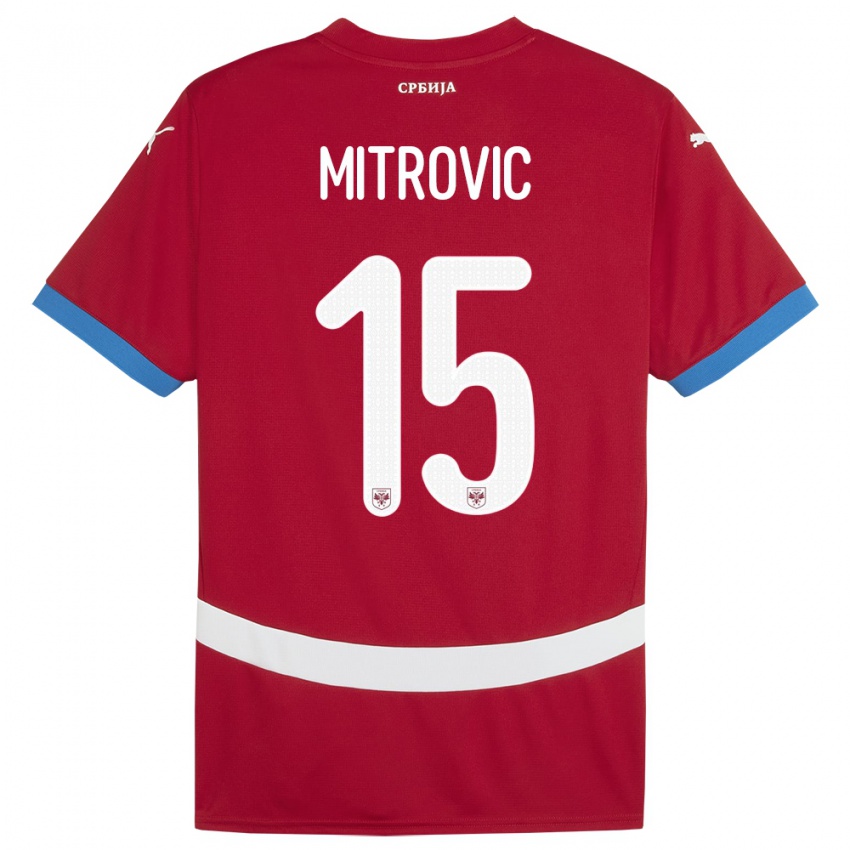 Criança Camisola Sérvia Stefan Mitrovic #15 Vermelho Principal 24-26 Camisa