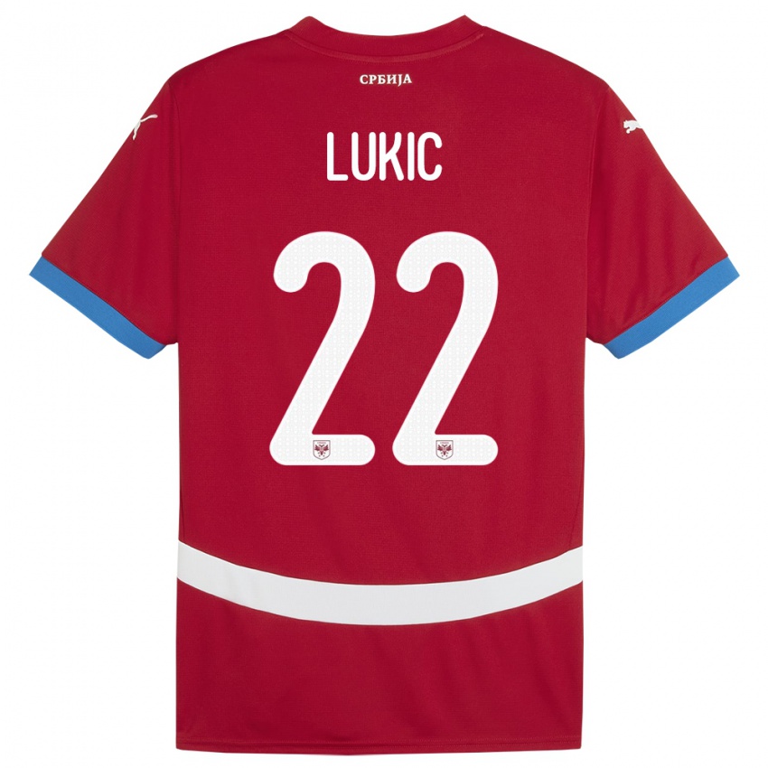 Criança Camisola Sérvia Sasa Lukic #22 Vermelho Principal 24-26 Camisa