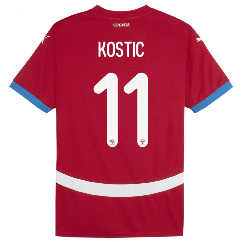 Criança Camisola Sérvia Filip Kostic #11 Vermelho Principal 24-26 Camisa