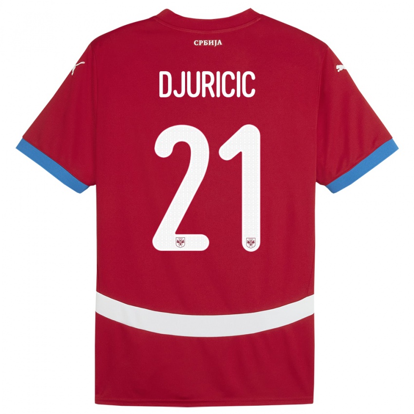 Criança Camisola Sérvia Filip Djuricic #21 Vermelho Principal 24-26 Camisa