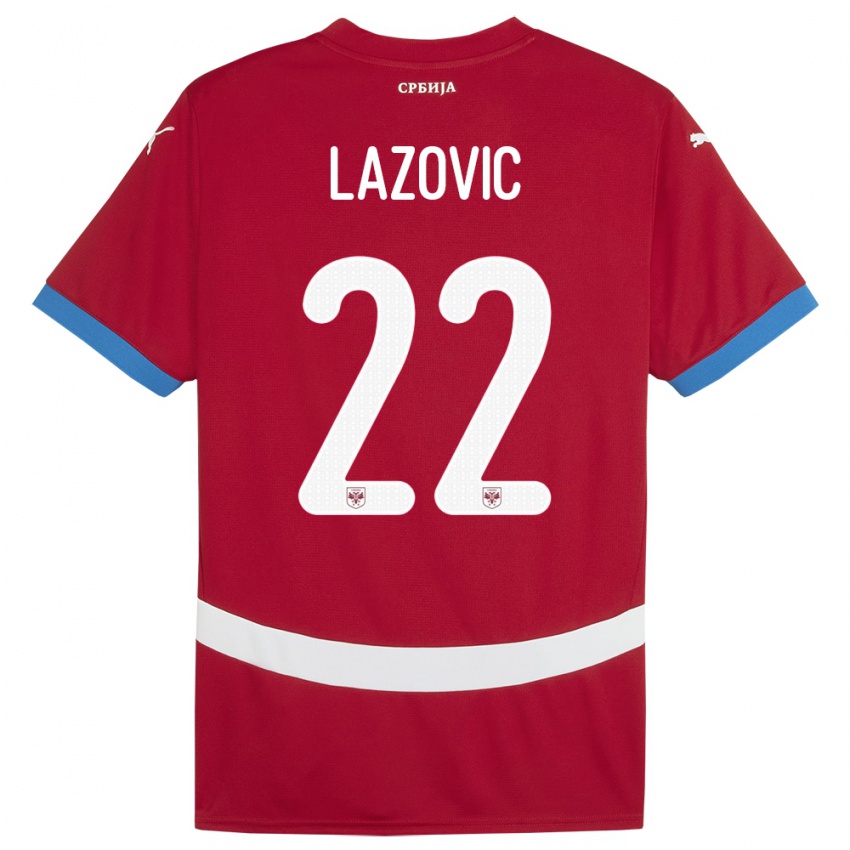 Criança Camisola Sérvia Darko Lazovic #22 Vermelho Principal 24-26 Camisa