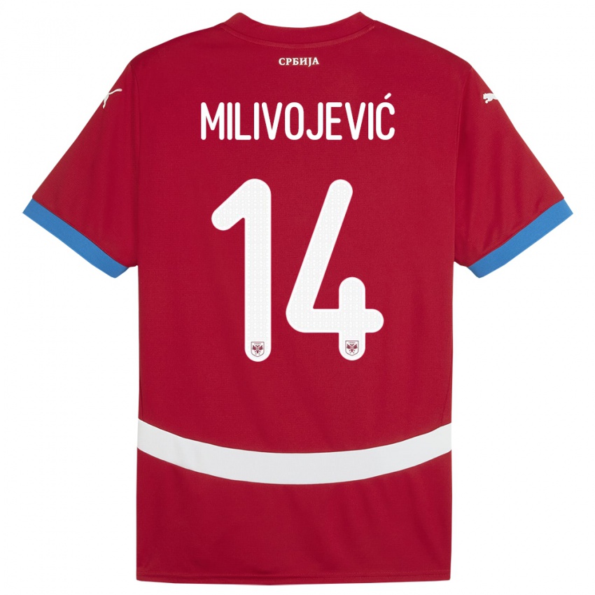 Criança Camisola Sérvia Vesna Milivojevic #14 Vermelho Principal 24-26 Camisa