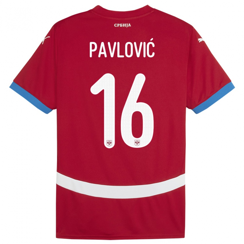 Criança Camisola Sérvia Sara Pavlovic #16 Vermelho Principal 24-26 Camisa