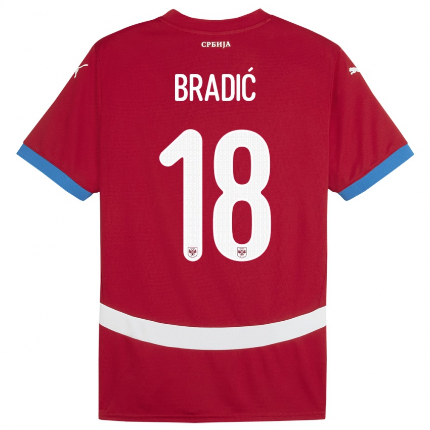 Criança Camisola Sérvia Biljana Bradic #18 Vermelho Principal 24-26 Camisa